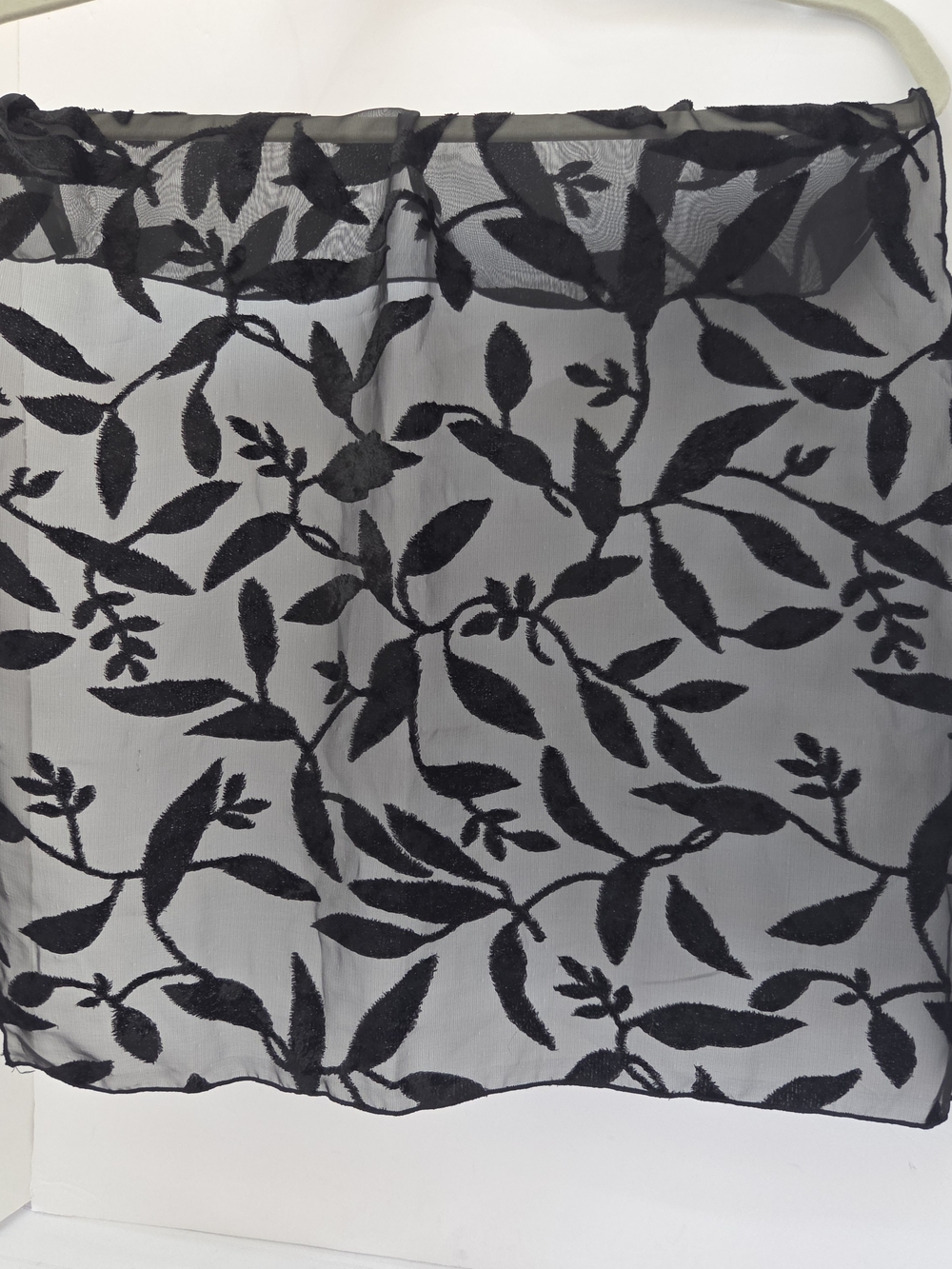 VTG 90s Catalyst New York Velvet Burnout Leaf Scarf Sheer Black Square 19"